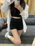 俞兆林高腰短褲女夏季2025新款辣妹打底熱褲外穿全包邊彈力顯瘦西裝短褲 黑色 【全包邊】 S 【推薦80-95斤】 曬單實(shí)拍圖