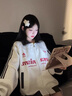 棉致美式拼色立領(lǐng)字母印花開衫外套女春秋季2025新款寬松休閑運動衛(wèi)衣 3046白灰色【高品質(zhì)42.5】 L 100-120斤 曬單實拍圖