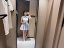 UR2025春季新款女裝學(xué)院風(fēng)撞色條紋超短款連衣裙UYU750034 藍(lán)色條紋 (偏短) L 曬單實(shí)拍圖