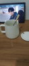 傳旗陶瓷馬克杯帶勺蓋咖啡杯牛奶杯早餐杯辦公杯男女茶杯描金白400ml 曬單實拍圖
