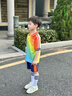 小學(xué)生校服秋裝棉亮色運(yùn)動(dòng)班服彩虹t幼兒園園服套裝畢業(yè)照短袖T恤 桔色夏裝男生 140 cm 曬單實(shí)拍圖