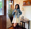 尚都比拉春秋款純棉牛仔外套短款高級(jí)感女裝氣質(zhì)休閑百搭上衣 牛仔藍(lán) S  曬單實(shí)拍圖