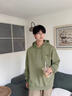名創(chuàng  )優(yōu)品（MINISO）連帽衛衣男秋季日系百搭慵懶風(fēng)套頭衫重磅休閑外套男 灰豆綠 M 曬單實(shí)拍圖