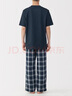 無(wú)印良品（MUJI）男式 雙層紗織棉質(zhì)家居服套裝男士睡衣男款 25年秋季FB0Z7A5A 深藏青色格紋 XL 上裝180/104A 下裝180/92A 曬單實(shí)拍圖