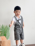 G.DUCKKIDS童裝男童夏裝套裝新款兒童衣服一歲寶寶生日禮服帥氣小西裝兩件套 灰色 80 cm 曬單實(shí)拍圖