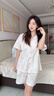 貓人冰絲睡衣女夏季2025年新款短袖帶胸墊夏天涼感大碼外穿家居服女 淺藍(lán)波浪 【免穿文胸涼感冰雪絲】 L 【155-160cm/100-120斤】 曬單實(shí)拍圖