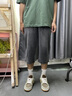 AEMAPE七分褲男士牛仔短褲男夏季天絲直筒寬松休閑百搭薄款運動(dòng)褲子男潮 JS-7002黑灰 L 110-130斤 曬單實(shí)拍圖
