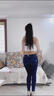 軒詩道潮流無痕蜜桃臀牛仔褲女時(shí)尚修身顯瘦塑形美臀提臀翹臀外穿瑜伽褲 深藍(lán)色（蜜桃臀褲） 常規(guī) M （90-100斤） 曬單實(shí)拍圖