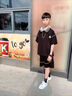 G.DUCKKIDS男童夏裝套裝2025新款兒童休閑洋氣中大童短袖男孩酷帥運(yùn)動兩件套 黑色套裝 160 cm 曬單實(shí)拍圖