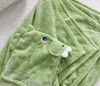 珊瑚絨卡通嬰兒包被斗篷寶寶洗澡浴巾帶帽兒童吸水連帽披風(fēng) 綠色恐龍 85/150cm 曬單實(shí)拍圖