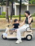 ZOCO兒童電動(dòng)摩托三輪車(chē)可坐大人1-6歲男女孩寶寶雙人駕駛遙控玩具車(chē) 卡其色：雙驅+早教音樂(lè )+雙人座椅 曬單實(shí)拍圖