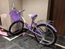 鳳凰兒童自行車(chē)中大童公主款可折疊車(chē)6-8-12歲青少女腳踏車(chē)童車(chē)學(xué)生車(chē) 旅程-黑色外胎 紫色 20寸（適合130-150cm) 曬單實(shí)拍圖