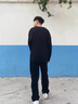 NYING美式肌理感長(zhǎng)袖t恤男秋冬季新款潮牌簡(jiǎn)約內(nèi)搭打底衫大碼寬松衛(wèi)衣 黑色 XL （130-150斤） 曬單實(shí)拍圖