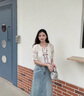 香影牛仔半身裙女中長款2025夏裝新款藍(lán)色毛邊絕美顯瘦傘裙a字裙 牛仔藍(lán) M 160/84A/95-110斤 曬單實拍圖