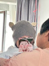 aqpa新生兒針織綁帶帽冬季男女寶寶毛織耳朵帽保暖嬰兒防風(fēng)帽子小 灰色 1-2歲(適用頭圍46-48cm) 曬單實(shí)拍圖