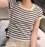 蔓爾依休閑褲女夏季2025新款韓版氣質(zhì)輕熟時尚顯瘦闊腿褲小香風(fēng)套裝裙褲 條紋上衣+卡其褲子 L 曬單實拍圖
