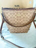 蔻馳（COACH）【官方授權(quán)店】女士小號(hào)單肩斜挎水桶包PVC配皮送女友禮物CT800 IMXHE深卡其 曬單實(shí)拍圖