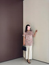 MsShe【新中式國(guó)風(fēng)緞面小衫】大碼女裝2025夏裝胖mm印花中長(zhǎng)上衣 柔霧粉色25年8月10日到貨 2XL 曬單實(shí)拍圖