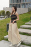 大碼休閑山本裙褲女夏季2025新款寬松小個(gè)子高腰垂墜感冰絲闊腿褲 杏色 L 曬單實(shí)拍圖