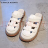 CAMILA KSENIA涼鞋女款2025新款夏季女鞋外穿防滑不累腳洞洞拖鞋兩用 米色 40 曬單實(shí)拍圖