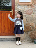 可英原創(chuàng  )女童長(cháng)袖t恤2025秋季新女孩圓領(lǐng)卡通上衣女寶撞色插肩秀t恤衫 曬單實(shí)拍圖