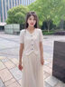京多夢v領(lǐng)正肩短款短袖t恤女夏裝2025夏季新款針織小衫修身顯瘦百搭上衣 杏色 M 杏色(90-100斤） 曬單實拍圖