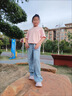 兒童短袖純棉T2025新款男女童卡通印花哪吒卡皮巴拉寶寶短袖 粉色-H凱蒂貓雙面印 130 曬單實(shí)拍圖