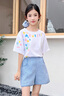 moonkids女童格子褲夏天藍色短褲兒童2025新款夏裝韓版褲子女寶寶蕾絲甜美 18531藍色格子短褲 170 cm 曬單實拍圖
