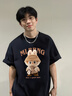 WYBT夏季純棉重磅t恤短袖男寬松2025新款LABUBU印花情侶國潮上衣半袖 黑色 XL (建議135-155斤) 曬單實拍圖