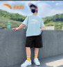 安踏男童運(yùn)動(dòng)套裝夏裝冰絲速干短袖短褲兩件套T恤五分褲兒童衣服 天藍(lán)T黑褲7116 160 曬單實(shí)拍圖