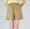FOREVER21短褲女2025年夏季新款松弛工裝休閑寬松短款百搭顯瘦闊腿褲 卡其色 L 曬單實(shí)拍圖