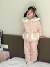 G.DUCKKIDS小黃鴨女童睡衣秋冬兒童三層加厚棉衣棉褲中小童寶寶家居服套裝 粉色小花 120 cm 曬單實(shí)拍圖
