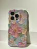 素洛藝術(shù)油畫(huà)花朵適用蘋(píng)果15Promax手機殼硅膠軟iPhone16Pro高級感女14Plus防摔13Pro彩繪12藍光11全包 扭扭邊 綠底油畫(huà)花朵 藍光 iPhone14 Pro 曬單實(shí)拍圖
