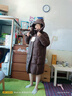 坦博爾冬季新款連帽羽絨服女中長款加厚保暖外套TBF530780J 黑色 165/88A 曬單實拍圖