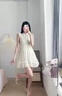 玲玖法式立領(lǐng)連衣裙女夏季新款荷葉袖顯瘦收腰設計感小眾a字短裙 杏色 XS 曬單實(shí)拍圖