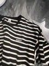 Lee dprre春夏黑白條紋T恤男寬松潮胖美式圓領(lǐng)短袖200斤大碼胖子半袖上衣潮 CYFT3220黑色 M 適合115-130斤 曬單實(shí)拍圖