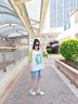 FIDQIOG國(guó)際大牌女童短袖T恤夏季2025新款女孩大童寬松半袖兒童夏裝純棉t 綠色套裝[T恤+褲子] 160cm 均碼 曬單實(shí)拍圖