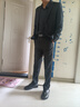 花花公子（PLAYBOY）西服外套男輕熟風(fēng)套裝修身單西休閑商務(wù)正裝職業(yè)加大碼伴郎西裝 黑色兩扣西服+西褲+襯衫+領(lǐng)帶 L 曬單實(shí)拍圖