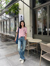 Teenie Weenie小熊T恤女2025年夏季新款活力清新休閑刺繡圓領短袖T恤女 A-粉色 M 曬單實拍圖