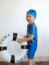 迪士尼（Disney）兒童泳帽男童3-6-10-12歲不勒頭布料泳帽高彈舒適蜘蛛俠游泳布帽 蜘蛛俠深藍(lán)（0甲醛/舒適不勒頭） 【適合3-14歲】 曬單實(shí)拍圖