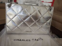 CHARLES&KEITH大容量菱格鏈條包斜挎單肩包包女包生日禮物CK2-30271420 Silver銀色 中包 曬單實(shí)拍圖