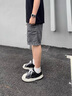 水洗復古工裝牛仔短褲男士夏季薄款美式高街潮牌寬松大碼五分中褲 藍色 L 曬單實(shí)拍圖