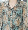 宜惜綺 碎花七分袖襯衫女寬松2024夏季新款休閑襯衣女士洋氣雪紡衫上衣 綠色 XL 曬單實(shí)拍圖