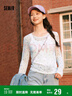 森馬（Semir）長(zhǎng)袖T恤女設(shè)計(jì)感滿印修身疊穿2025春季薄透網(wǎng)紗上衣109125101007 曬單實(shí)拍圖