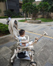 尼約德溜娃神器可坐躺超輕便高景觀(guān)寶寶手推車(chē)雙向一鍵折疊嬰兒遛娃推車(chē) 尼約德香檳金布蓬六重減震雙餐盤(pán) 曬單實(shí)拍圖