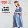 費(fèi)雪（Fisher-Price）美國(guó)費(fèi)雪孕婦連衣裙夏娃娃領(lǐng)牛仔裙夏季薄款外穿裙子哺乳夏裝長(zhǎng)裙 藍(lán)色牛仔連衣裙 L【130-150斤適穿】 曬單實(shí)拍圖