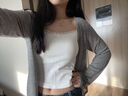 歐貝汐開衫夏季薄款女慵懶感灰色針織衫防曬女秋季外套寬松長(zhǎng)袖空調(diào)罩衫 灰色 均碼 【建議80-120斤】 曬單實(shí)拍圖