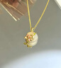中國黃金（CHINA GOLD）18k黃金項(xiàng)鏈女蓮花玉髓平安扣吊墜七夕情人節(jié)禮物送女朋友老婆 蓮花平安扣吊墜【贈銀鏈】紀(jì)念品 曬單實(shí)拍圖