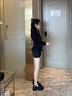 ZHR樂(lè)福鞋女增高厚底學(xué)院風(fēng)單鞋女百搭黑色皮鞋女 AH551 黑色 37  曬單實(shí)拍圖