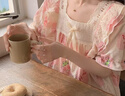 浪莎（LangSha）短袖睡衣女夏天薄款甜美日系可外穿ins短褲一公里家居服套裝 曬單實(shí)拍圖